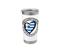 Proud And Lucky To Be Greek I Love Greece - Figura de corazón con la bandera de Grecia Vaso térmico de acero inoxidable de doble pared