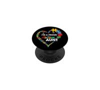 Proud Autism Aunt Heart Puzzle Piece Awareness Support PopSockets PopGrip Adhesivo