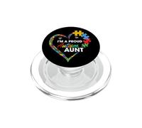Proud Autism Aunt Heart Puzzle Piece Awareness Support PopSockets PopGrip para MagSafe