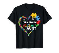 Proud Autism Aunt Puzzle Heart Awareness Support Camiseta