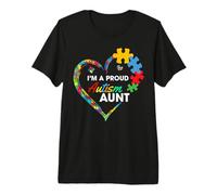 Proud Autism Aunt Puzzle Heart Awareness Support Camiseta Premium
