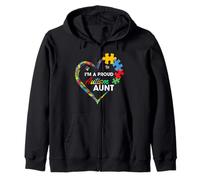 Proud Autism Aunt Puzzle Heart Awareness Support Sudadera con Capucha