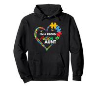 Proud Autism Aunt Puzzle Heart Awareness Support Sudadera con Capucha