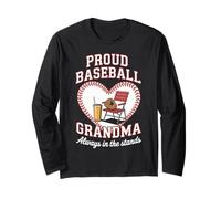 Proud Baseball Grandma Always in the Stands Supporter Manga Larga