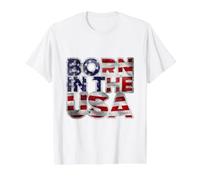 Proud Born In The USA Novelty Graphic Tees & Cool Designs Camiseta gráfica económica, Hombre, Blanco, S