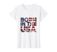 Proud Born In The USA Novelty Graphic Tees & Cool Designs Camiseta gráfica económica, Mujer, Blanco, L