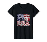 Proud Born In The USA Novelty Graphic Tees & Cool Designs Camiseta gráfica económica, Mujer, Negro, XS