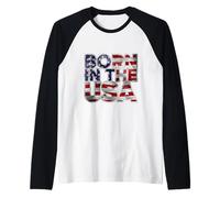 Proud Born In The USA Novelty Graphic Tees & Cool Designs Camiseta Manga Raglan