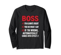 Proud Boss Always Right Office Quote for Managers Manga Larga