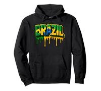 Proud Brazilian Brazil Flag Patriotic Lettering Drip Brasil Sudadera con Capucha