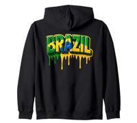 Proud Brazilian Brazil Flag Patriotic Lettering Drip Brasil Sudadera con Capucha