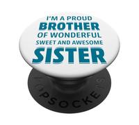 Proud Brother of Wonderful Sweet Awesome Sister Christmas PopSockets PopGrip Adhesivo