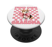 Proud Corgi Grandma Nana Dog - Lazo en Forma de Coqueta Rosa PopSockets PopGrip Adhesivo
