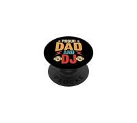 Proud Dad and DJ Vintage Disco de Vinilo Retro Amante de la música PopSockets PopGrip Adhesivo