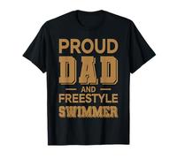 Proud Dad Freestyle Swimmer Design marrón Completo Camiseta