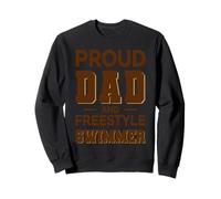 Proud Dad Freestyle Swimmer Design marrón Completo Sudadera