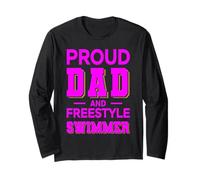 Proud Dad Freestyle Swimmer Design Rosa Completo Manga Larga