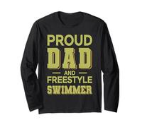 Proud Dad Freestyle Swimmer Design Verde Claro Completo Manga Larga