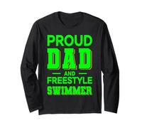 Proud Dad Freestyle Swimmer Design Verde Completo Manga Larga