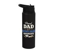 Proud Dad of a Master's Degree Graduate Graduation Stainless Steel Insulated Water Bottle