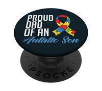 Proud Dad of An Autistic Son - Autism Awareness Padre Hijo PopSockets PopGrip Adhesivo