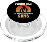 Proud Dad of Two Awesome Sons Dad of 2 Two Boys Best Padre PopSockets PopGrip para MagSafe