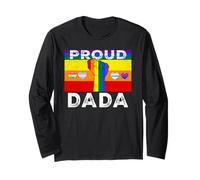 Proud Dada Dad LGBTQ Rainbow Flag LGBT Pride Month Manga Larga
