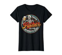 Proud Father of A Few Dumbass Kids Skeleton Dad Father's Day Camiseta gráfica económica, Mujer, Negro, XL