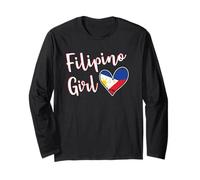 Proud Filipino Girl Philippines Flag Girlfriend Wife Manga Larga