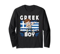 Proud Greek Boy Dab Pose Greek Son Guy Greece Flag Manga Larga