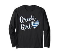 Proud Greek Girl Greece Flag Greek Girlfriend Wife Manga Larga