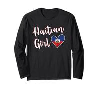 Proud Haitian Girl Haiti Flag Haitian Girlfriend Wife Manga Larga