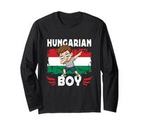 Proud Hungarian Boy Dab Pose Hungarian Son Guy Hungary Flag Manga Larga