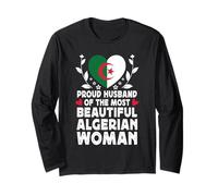 Proud Husband of Beautiful Algerian Wife Algeria Flag Manga Larga
