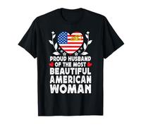 Proud Husband of Beautiful American Wife America Flag Camiseta