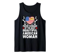 Proud Husband of Beautiful American Wife America Flag Camiseta sin Mangas