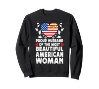 Proud Husband of Beautiful American Wife America Flag Sudadera