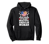 Proud Husband of Beautiful American Wife America Flag Sudadera con Capucha