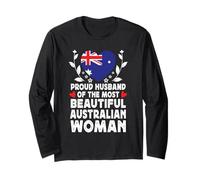 Proud Husband of Beautiful Australian Wife Australia Flag Manga Larga