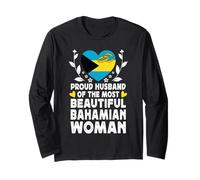 Proud Husband of Beautiful Bahamian Wife Bahamas Flag Manga Larga