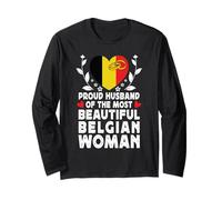 Proud Husband of Beautiful Belgian Wife Belgium Flag Manga Larga