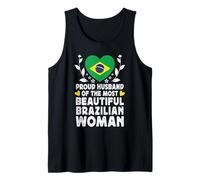 Proud Husband of Beautiful Brazilian Wife Brazil Flag Camiseta sin Mangas