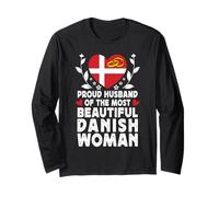 Proud Husband of Beautiful Danish Wife Denmark Flag Manga Larga