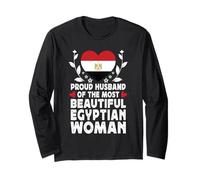 Proud Husband of Beautiful Egyptian Wife Egypt Flag Manga Larga