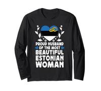 Proud Husband of Beautiful Estonian Wife Estonia Flag Manga Larga