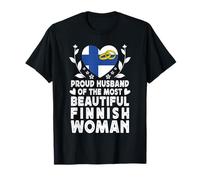 Proud Husband of Beautiful Finnish Wife Finland Flag Camiseta