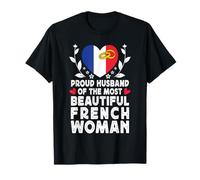 Proud Husband of Beautiful French Wife France Flag Camiseta