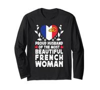 Proud Husband of Beautiful French Wife France Flag Manga Larga