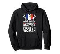 Proud Husband of Beautiful French Wife France Flag Sudadera con Capucha