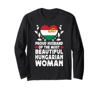 Proud Husband of Beautiful Hungarian Wife Hungary Flag Manga Larga